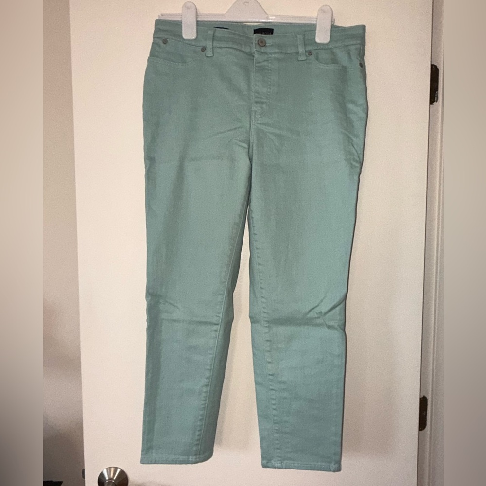 Talbots Women’s Jeans 12P Petite Mint Green Mid Rise Slim Ankle